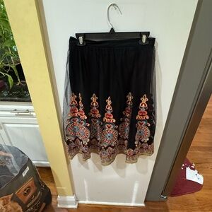 Forever 21 Black Skirt with Vibrant Embroidery